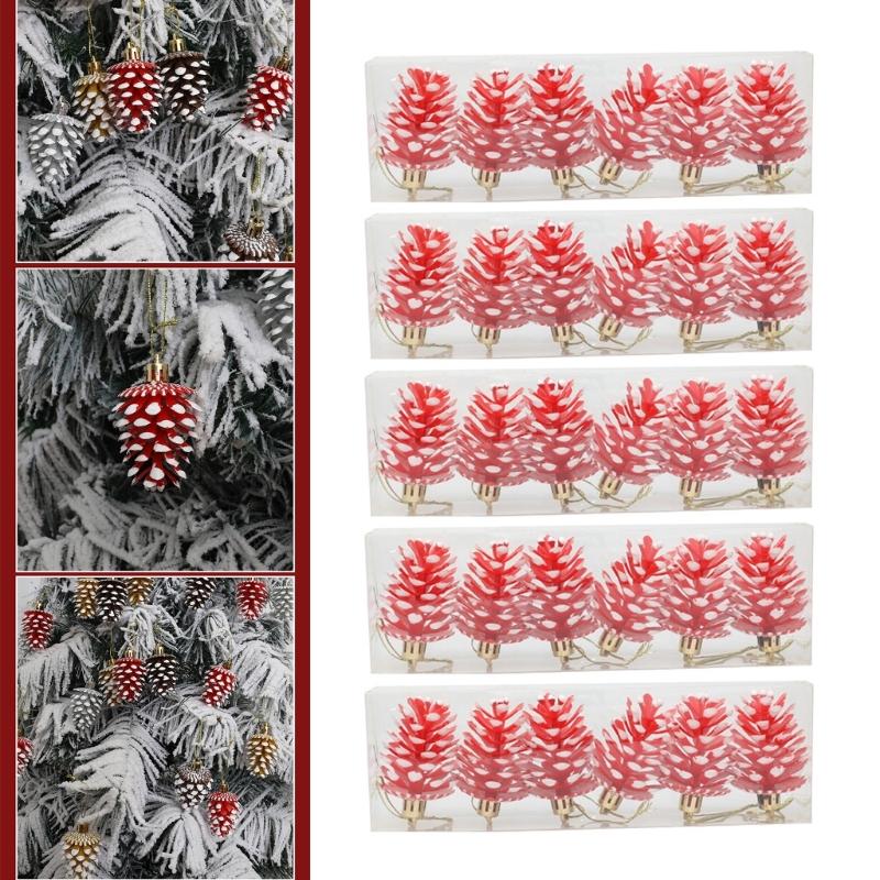 Set of 10 Realistic Pine Cone Hanging Accent Distinctive Pine Cone Christmas Decorations for Home Hanging Pendant