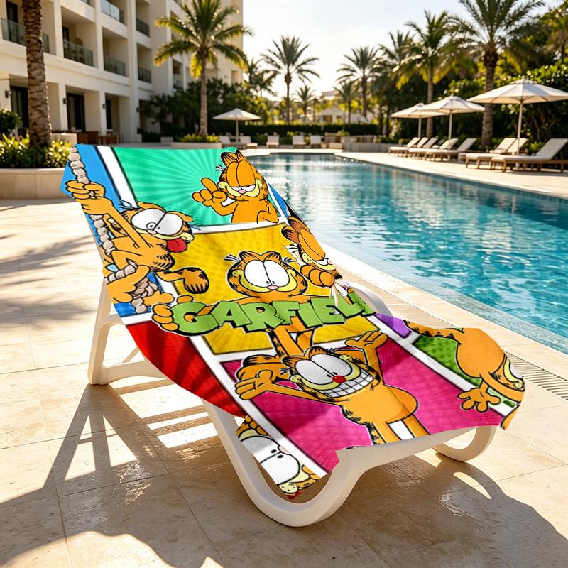 Garfield Print Beach Towel Design, Soft, Lightweight. for Home Bathroom, Spa, Pool, Yoga, Surfing, Camping, Gift for Family, Friend