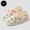 Bag heels women's autumn and winter thin breathable non-slip postpartum women's cute flower winter cotton shoes