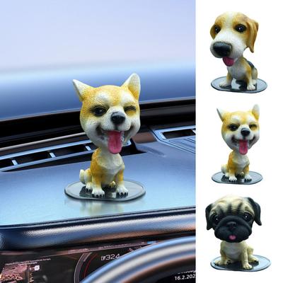 Shake Head Dog Car Dashboard Decoration Funny Nodding Dog Ornament Resin Auto Interior Accessories for Car Office Desk