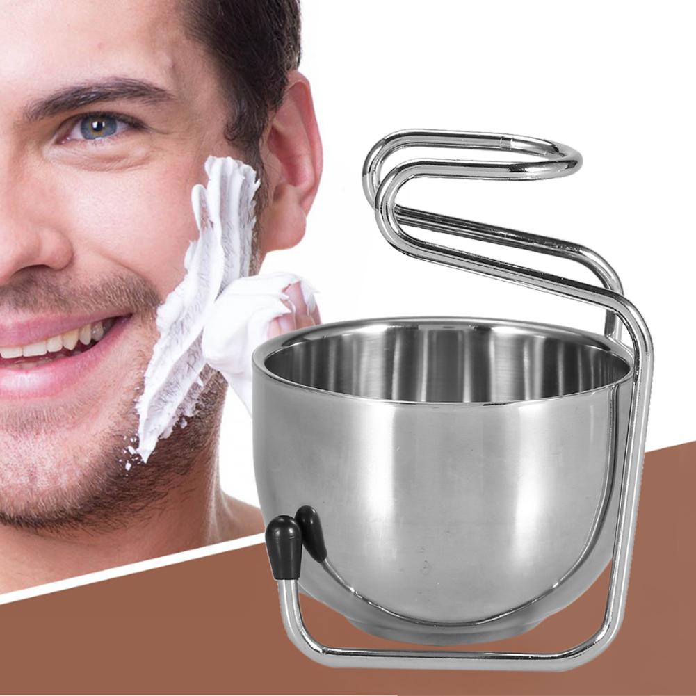 Stainless Steel Shaving Brush Stand Holder Safety Razor Brush Bowl Grooming Set
