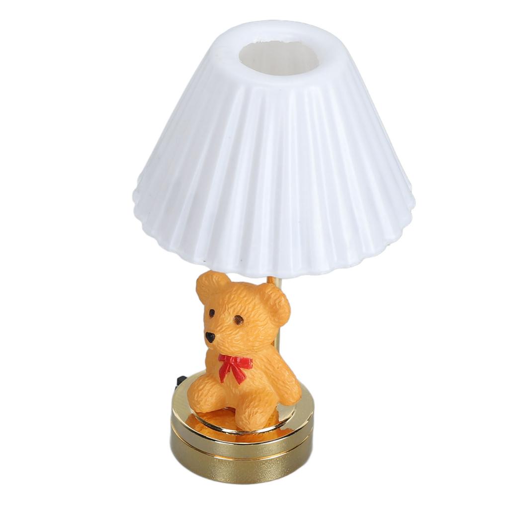 1: 12 Scale Dollhouse Bear Table Decor Realistic LED Lamp Dollhouse Bear Bedside Light