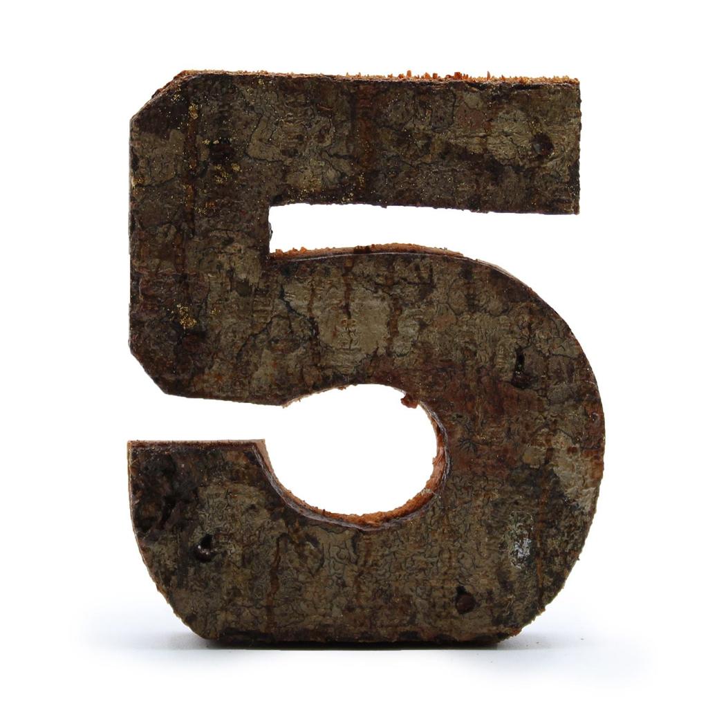House Number 5 Wooden Bark 7 Cm