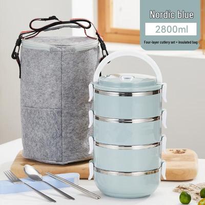 4-lagige Edelstahl-Isolier-Lunchbox mit Griff