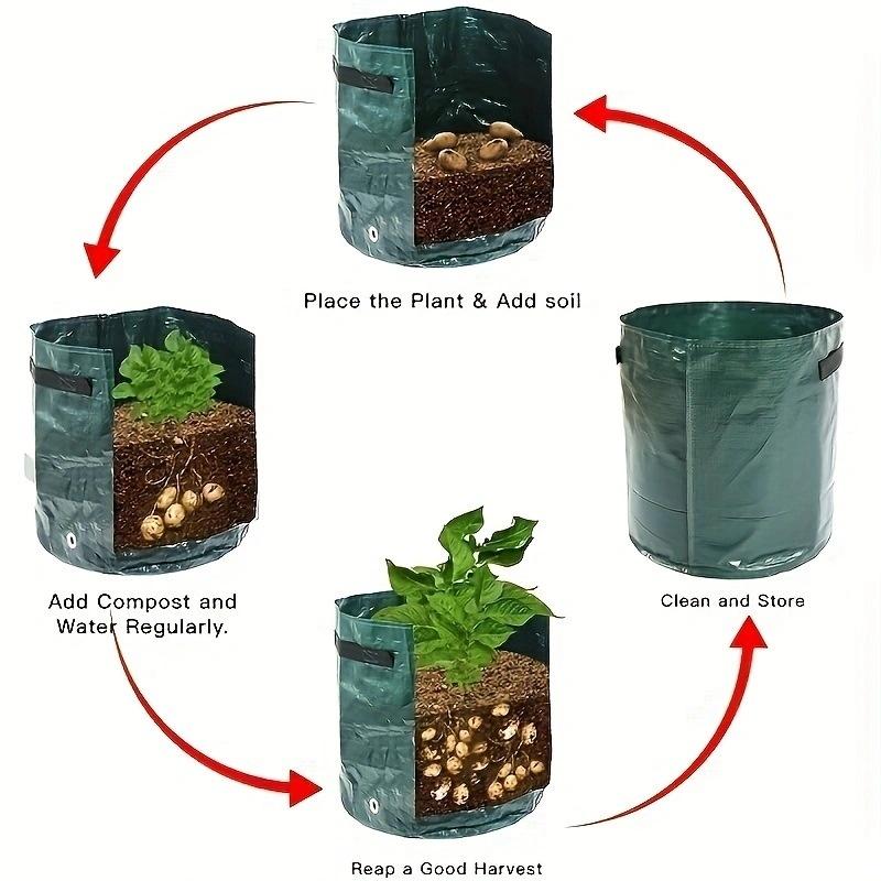 Potato Grow Bags Durable Thickened with Flap Handles Green 5/7/10 Gallon Garden Vegetable Grow Bags