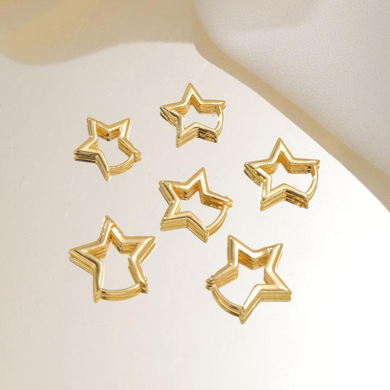 3 Pairs/set Punk Geometric Star Hoop Earrings for Women Simple Gold Color Copper Metal Circle Huggie Earrings New Unisex Zircon