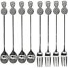 8Pcs Pineapple Spoon Forks 5.6inch Silver 18/10(304) Stainless Steel Teaspoon and Fruit Fork Set for Coffee Tea Dessert Ice Cream Salad Appetizer