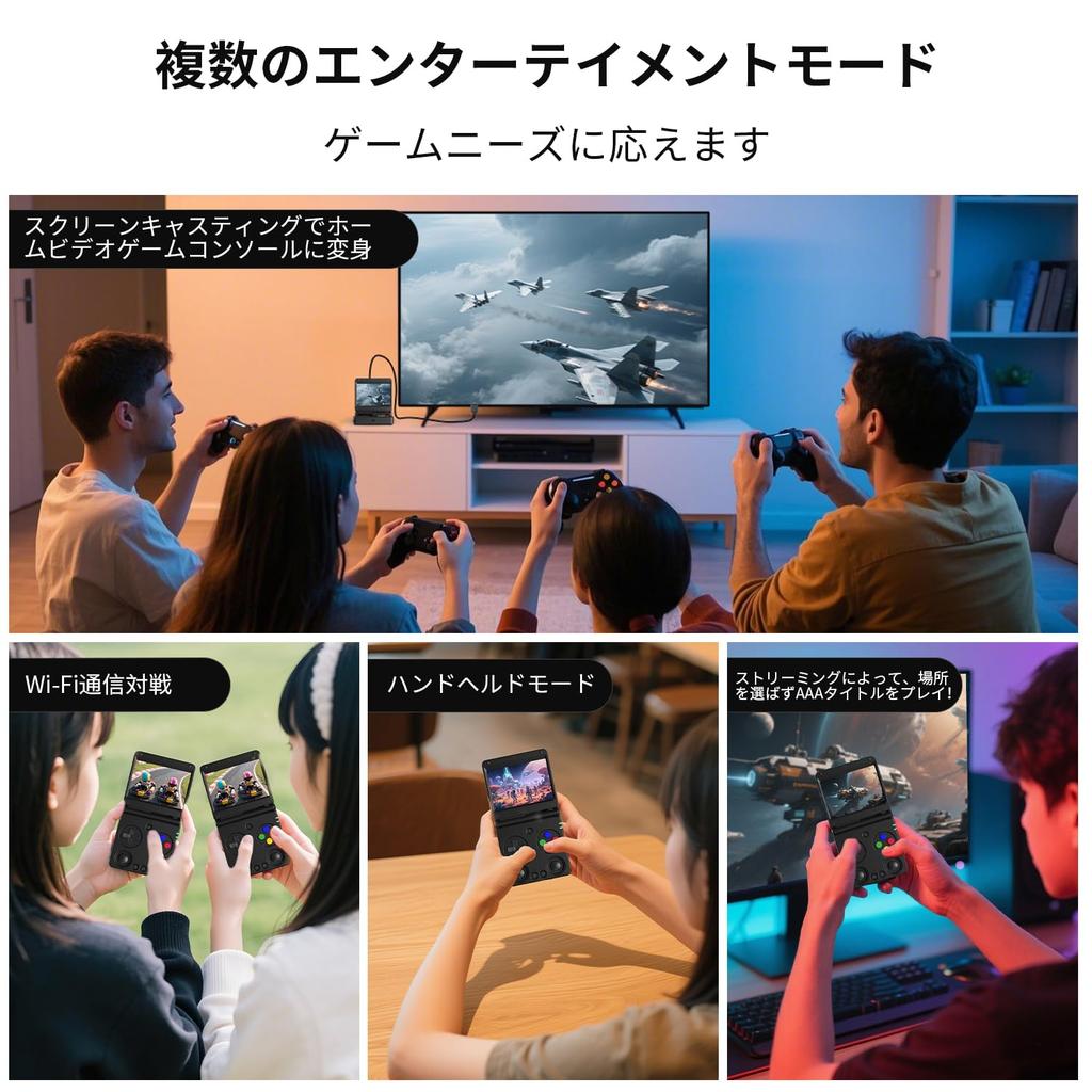 RG34XXSP Handheld Game Linux Foldable Retro Game IPSOCA Full Vibration WiFi Online Play Console, System, Console, Screen, Motor, (RG34XXSP Black)