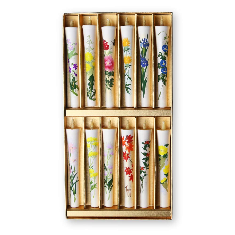 Daiyo Illustrated Candles, Floral Set A for the Twelve Months