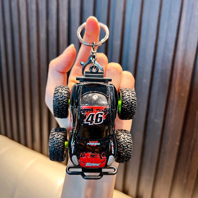 Mini Pull-Back Cartoon Car Keychain Pendant - Trendy Cool Toy Ornament & Claw Machine Gift