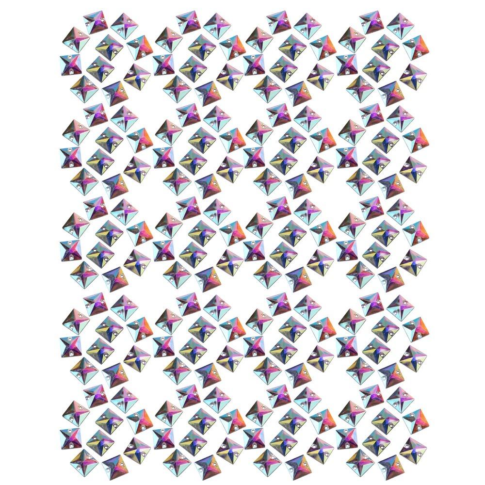 200pcs Shiny Flatback Acrylic Resin Crystal Rectangle Shape Crystal AB Sew On Rhinestones With Hole Sew On Gems