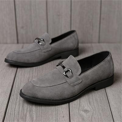 Fashion Brand Designer New Suede Pu Leather Casual Shoes For Men Grey Blue Black Loafter Formal Wedding Dress Homecoming