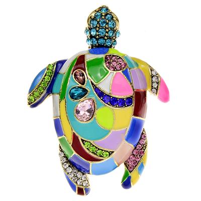 Spille colorate in smalto a forma di tartaruga marina per donna, spilla alla moda con strass a forma di animale, accessori vintage di alta qualità nuovi