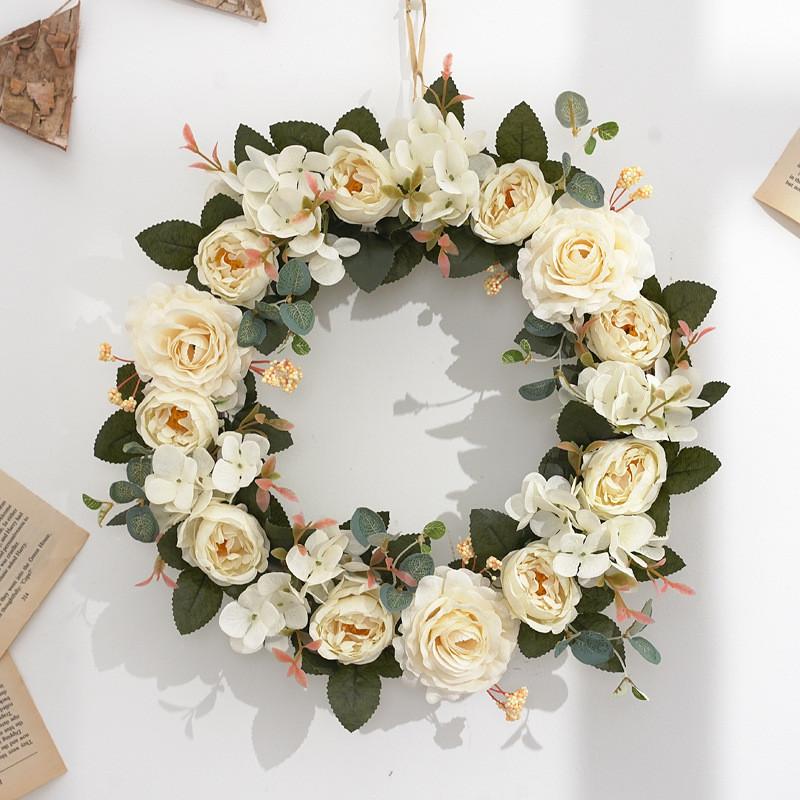 Fall Faux Peony Colors Silk Flower Garland For Festive Wall And Door Decorations