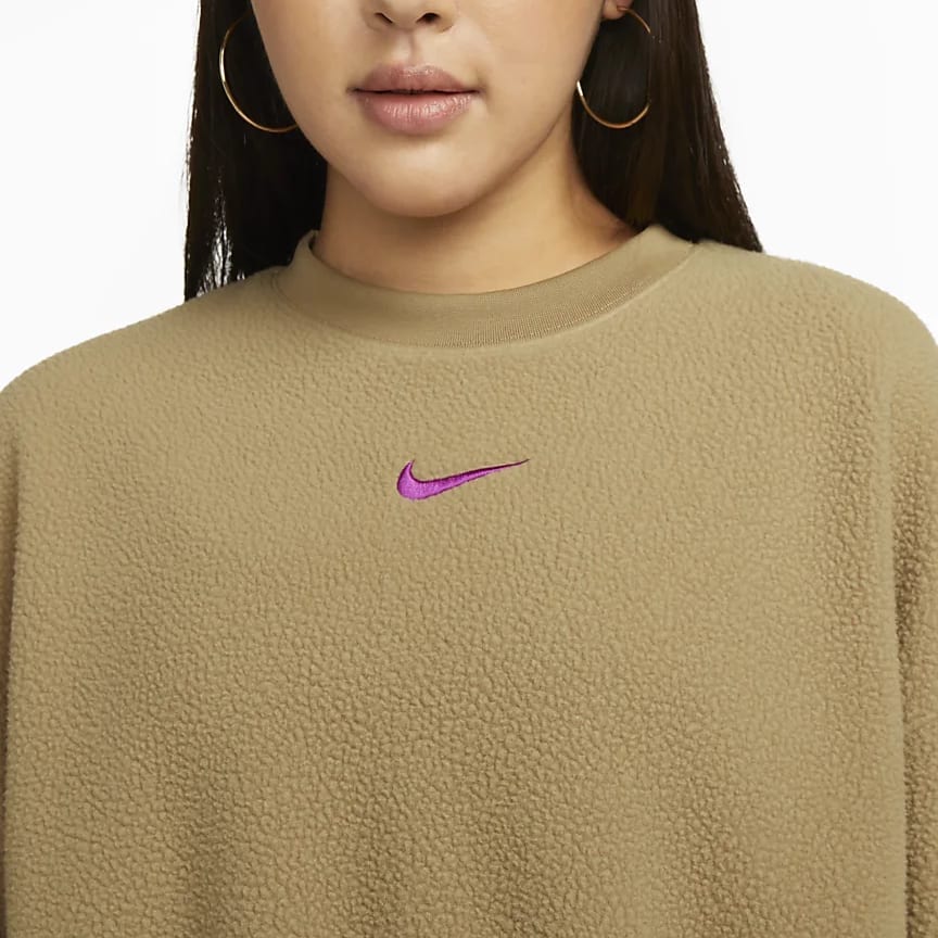 Nike Sweatshirts Women's Camel Crew Neck Moderate Regular DQ6845-258