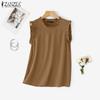 ZANZEA Summer Women Sleeveless Ruffled Casual Loose Tank Tops