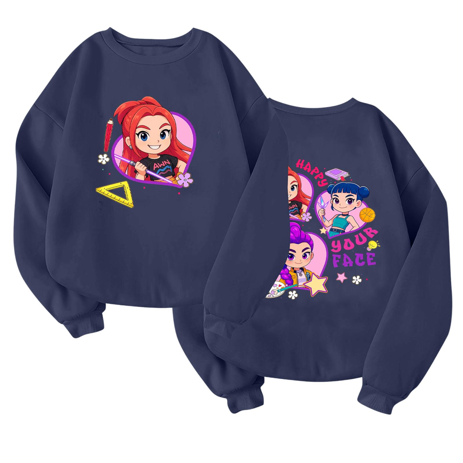 

Детский модный легкий пуловер с длинным рукавом и круглым вырезом с карманами, пуловер с принтом 110