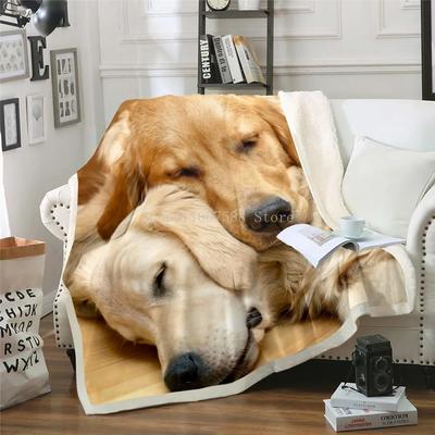 Pătură pentru câini Golden Retriever Pături pentru pat Sherpa Pătură cu animale 3D pentru câini Cuverturi de pat moale de pluș Lenjerie de pat 150x200cm