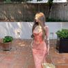 Pure Desire Sexy Design Feeling Bow Halter Seaside Vacation Romantic French Pink Waist Hip Dress Summer