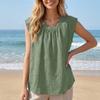 Sleeveless Loose Fit Linen Blouse for Women Casual Round Neck Solid Lightweight Summer Top Shirt