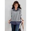 VICTORIA&VERA Women's Faux Two-Piece Plaid Sweatshirt