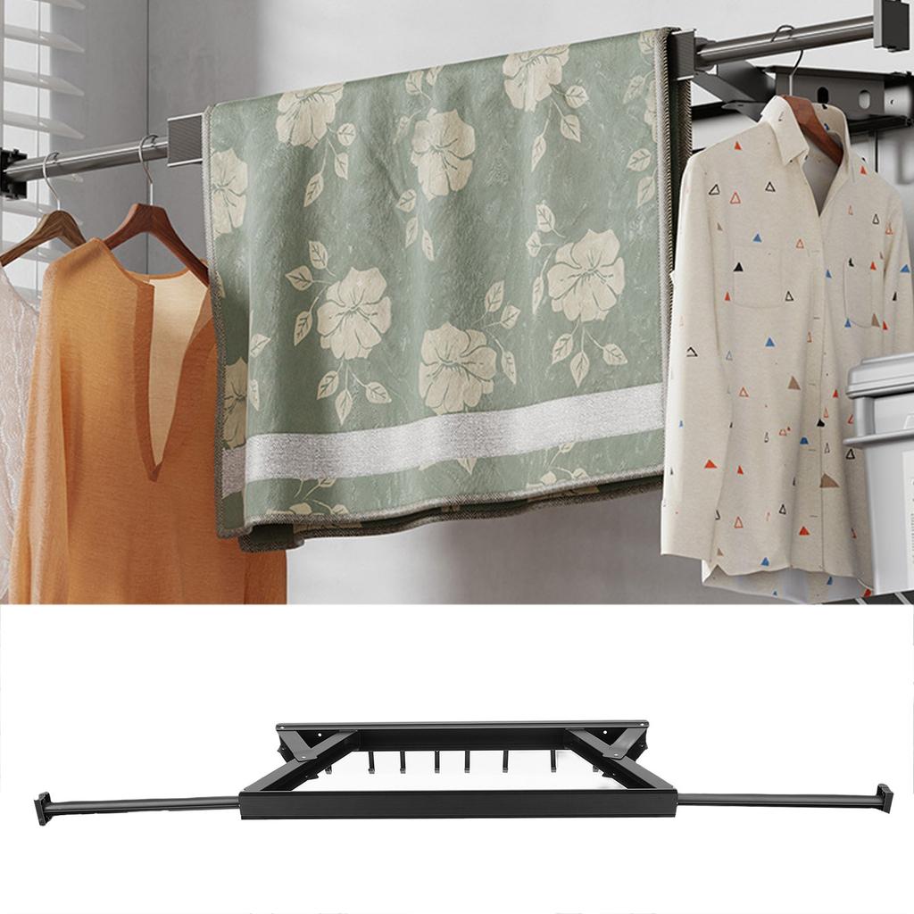 Wall Mounted Clothes Drying Rack Aluminum Retractable Folding Clothes Hanger Rack with Adhesive for Laundry Balcony Bathroom