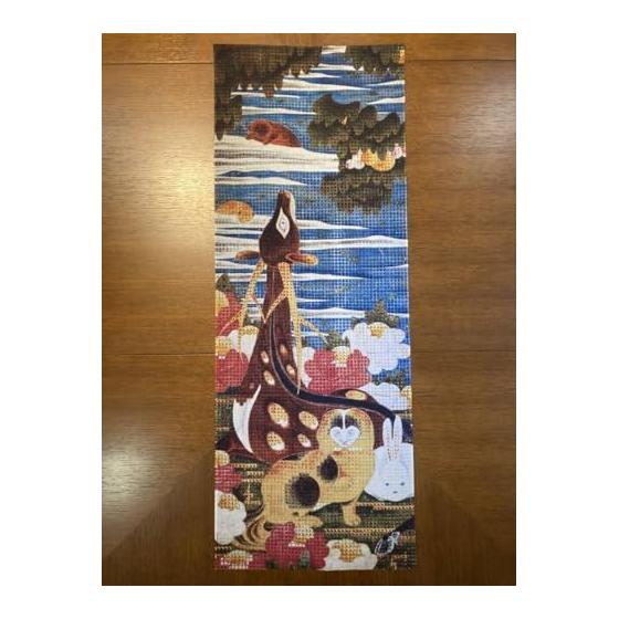 Ukiyo-e Tenugui Towel - Chj-jinbutsu-giga (Scroll of Animals and Humans) Right Panel by Jakuchu Ito - 100% Cotton - Premium Japanese Tokka Fabric -