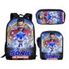 Sonic Backpack Set for Kids 3-Piece Anime Cartoon School Bag Boys Girls Lightweight Anti-Theft Bookbag with Pencil Case & Lunch Bag