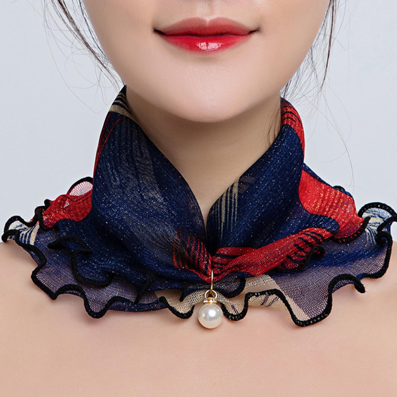 

Pearl Mesh Pullover Scarf For Women, Neck Warmer, Thin And Stylish For Spring And , Decorative Scarf One Size