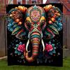 Lebendiges Boho Elefanten Mandala Kunst Wurfdecke Gemütliche Wurfdecke Bohème Hippie Dekor Tropisches Statement Stück