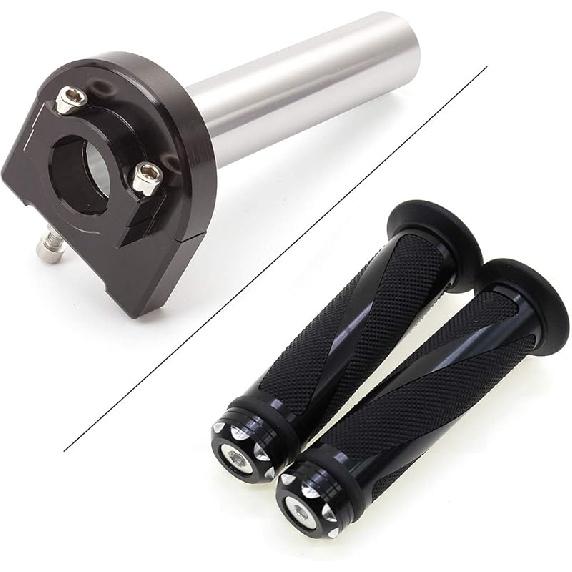 Krace Motorcycle 7/8" Handle bar Hand Grips with Anodized CNC Quick Twist Throttle Tube Motorized Lever Control Fit for Most Scooter Sportbikes ATV