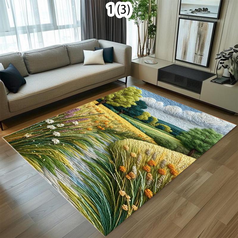 Japanischer Garten Steinweg Floralmuster Rutschfeste Badezimmertür-Matte Waschbarer Boden Teppich für Wohnzimmer Schlafzimmer Vintage Marokkanisch