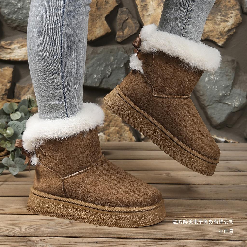 Women's Winter Snow Boots Not Tired Feet Thick Soles Non-slip Cold Padded Lining Thickened Warm Home Outdoor Travel Cotton Shoes