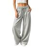 Women's Color Casual Lined Wide Leg Sweatpants with Pockets and