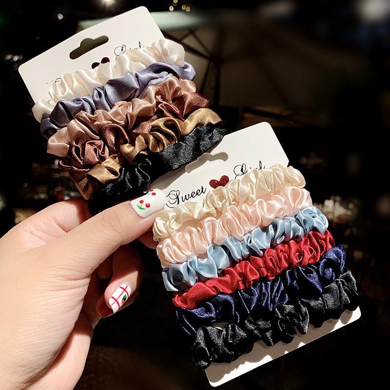 6pcs Simple Solid Elastics Hair Ties for Women Thick Hair Soft No hurt Hair Ponytail Holder Hair Rope Hair Accessories