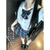 Waist-Cinching Japanese JK Uniform: Carbon Grey Pleated Skirt & Slim Fit Shirt Set