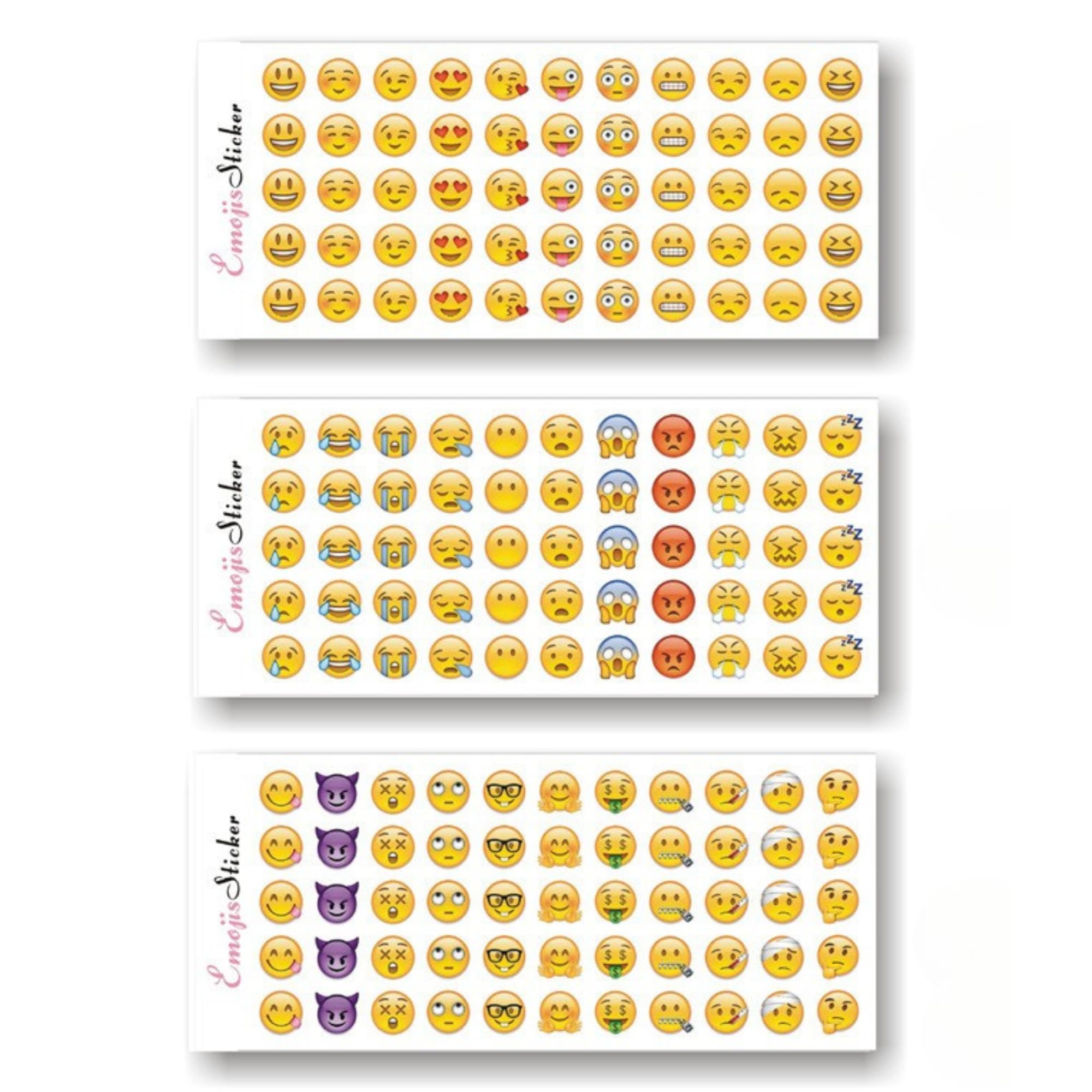 

NASSIA Cute Emoji Large 3 Types of 4 Sheets per Pack 12-Pack Stickers, Capacity, Emoticons,