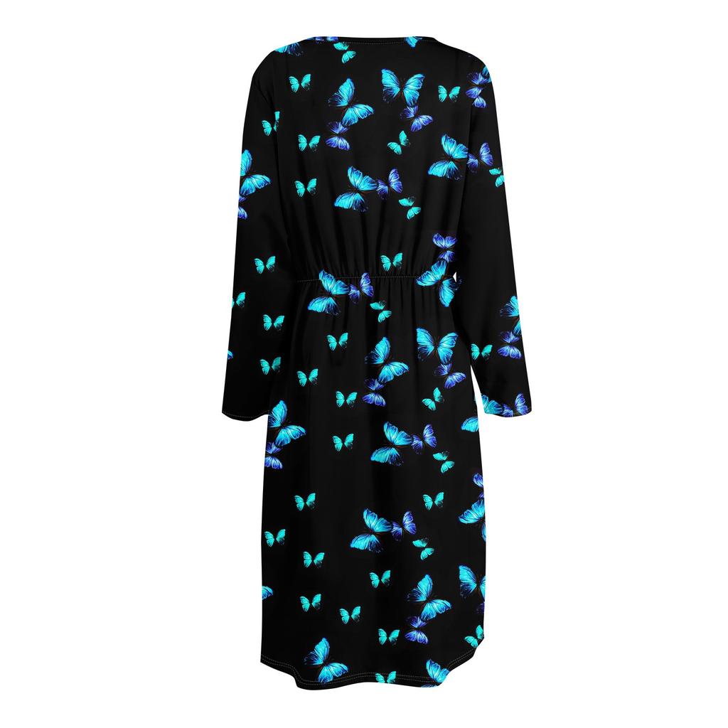 Women's Fashionable Floral And Leaf Loose Dress