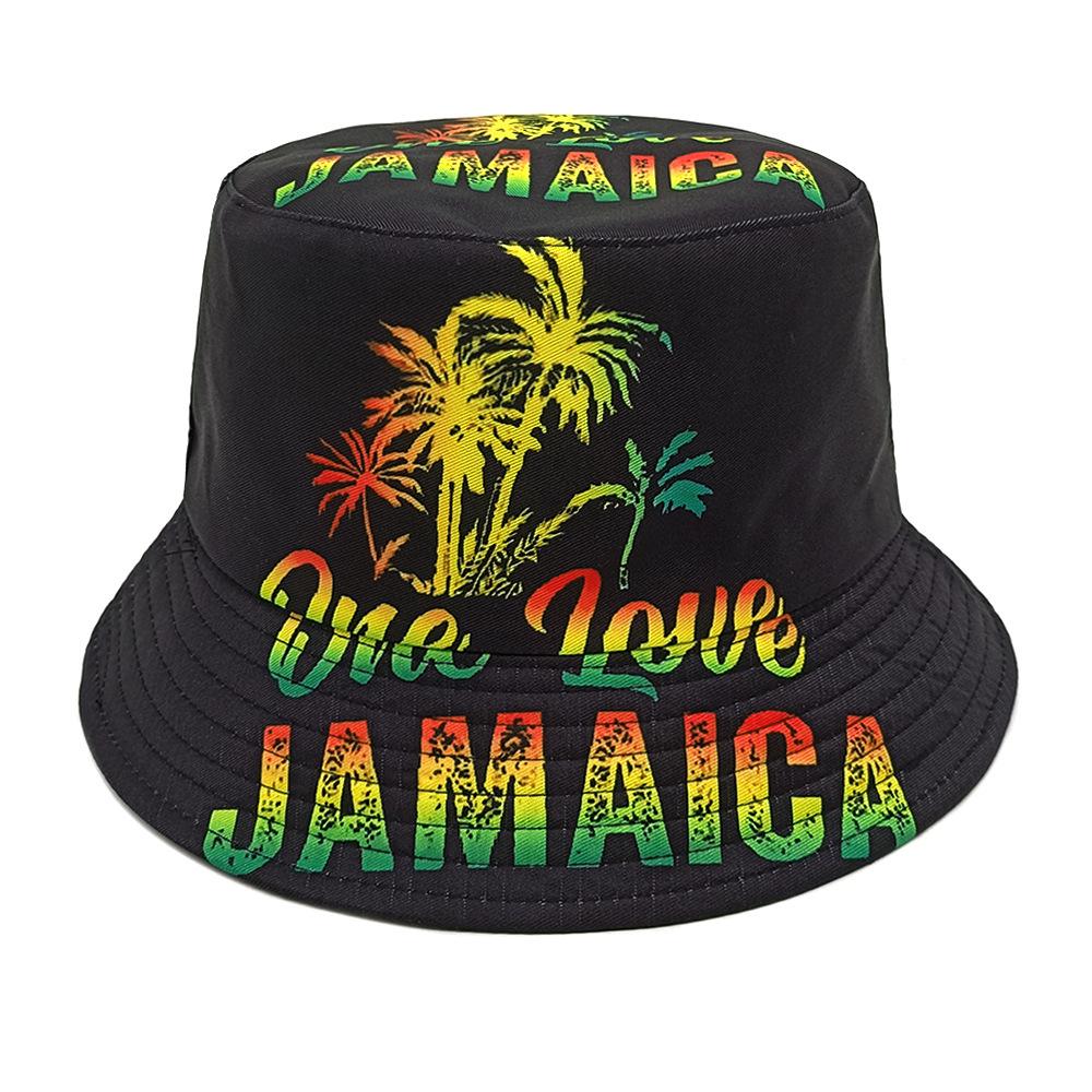 Zealous Sole Women's Janaica One Love Print Bucket Hat Unisex Travel Decorate Panama Men Summer Outdoor Sunscreen Fisherman Hats Rasta Reggae 56-58Cm