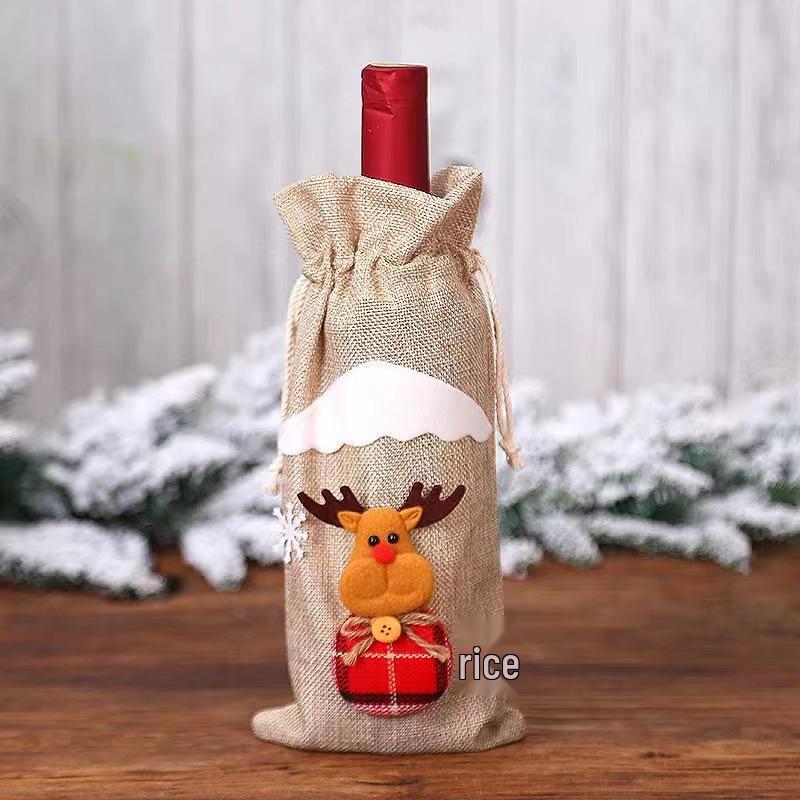 Husă de Crăciun din iută cu Moș Crăciun și păpușă pentru decor de sărbători