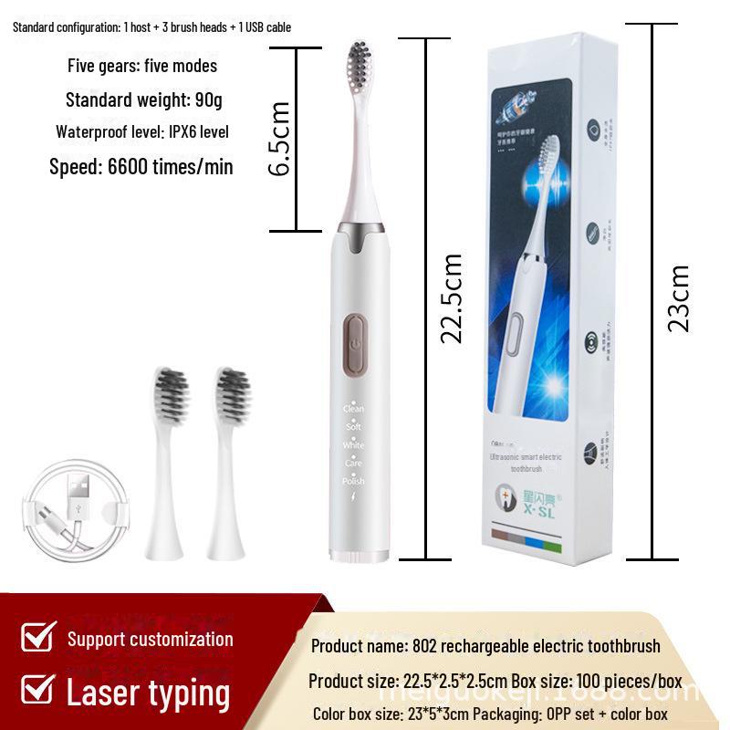 Sonic Rechargeable Electric Toothbrush - Standard Box Packaging, Live Trend, Free Shipping