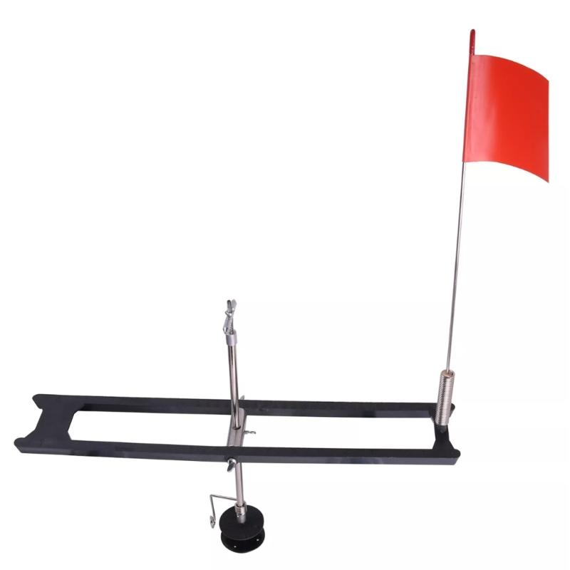2Pcs Tip Up Ice Fishing Rail Style Polars Tip up Foldable Orange Flags Strikes Indicators Ice Fishing Tackle Tool