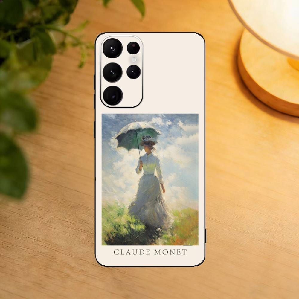 Claude Monet Ins Fishion Phone Case For Samsung S25,24,23,22,30,21,10,9,Ultra,Plus,Lite Soft Black Case