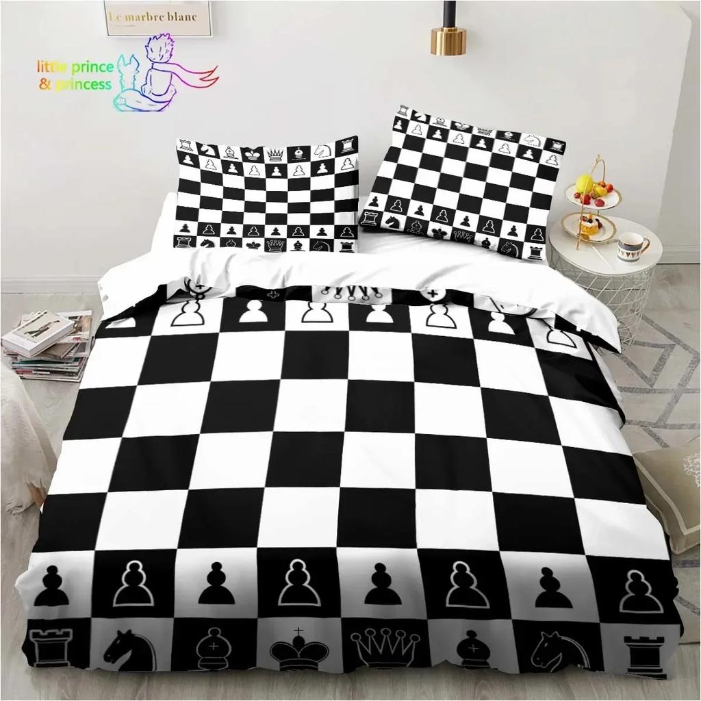 Funny Chess Board Bedding Set Single Twin Full Queen King Size Bed Set Adult Kid Bedroom 3D Printed Bedding Gift