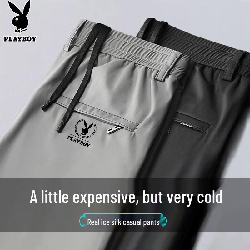 

PLAYBOY Men s Ice Silk Loose Straight Casual Pants 32
