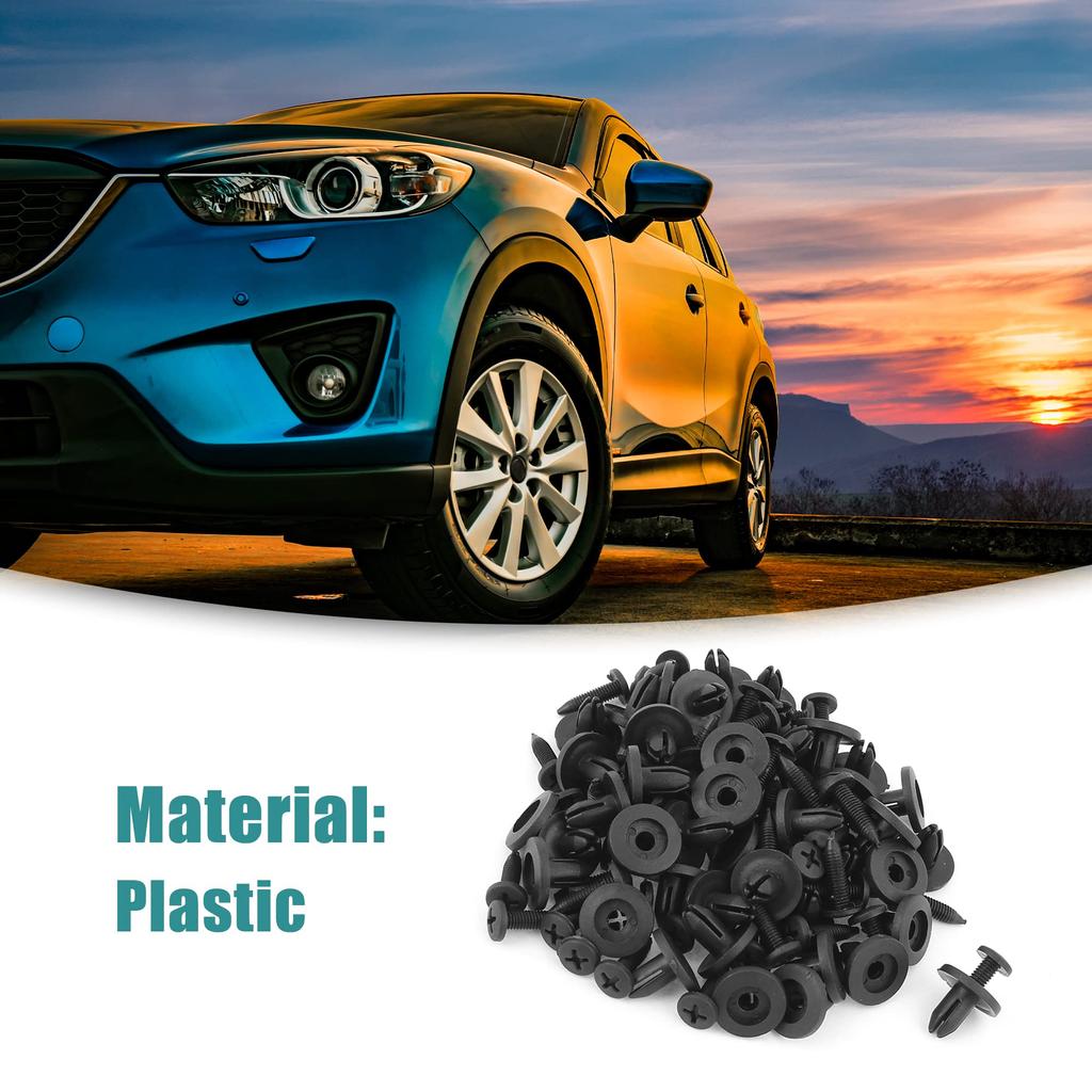 ACROPIX 50pcs Universal 6mm Black Plastic Push Rivet Bumper Pin Clip