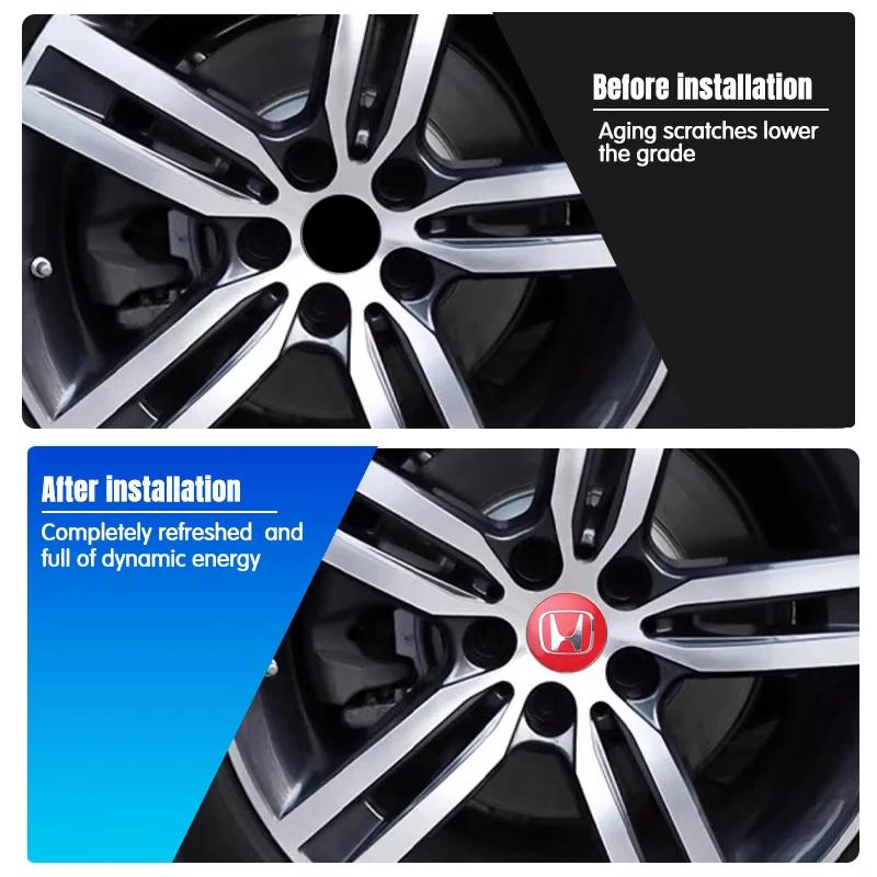 4pcs 56mm 60mm Car Wheel Center Hub Center Cap Rim Hub Dustproof Cover Emblemem For Honda Accord CRV XRV Civic Odyssey ahn256