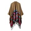 Women's horizontal EBA hot-selling imitation cashmere shawl front and back sides available extended cape