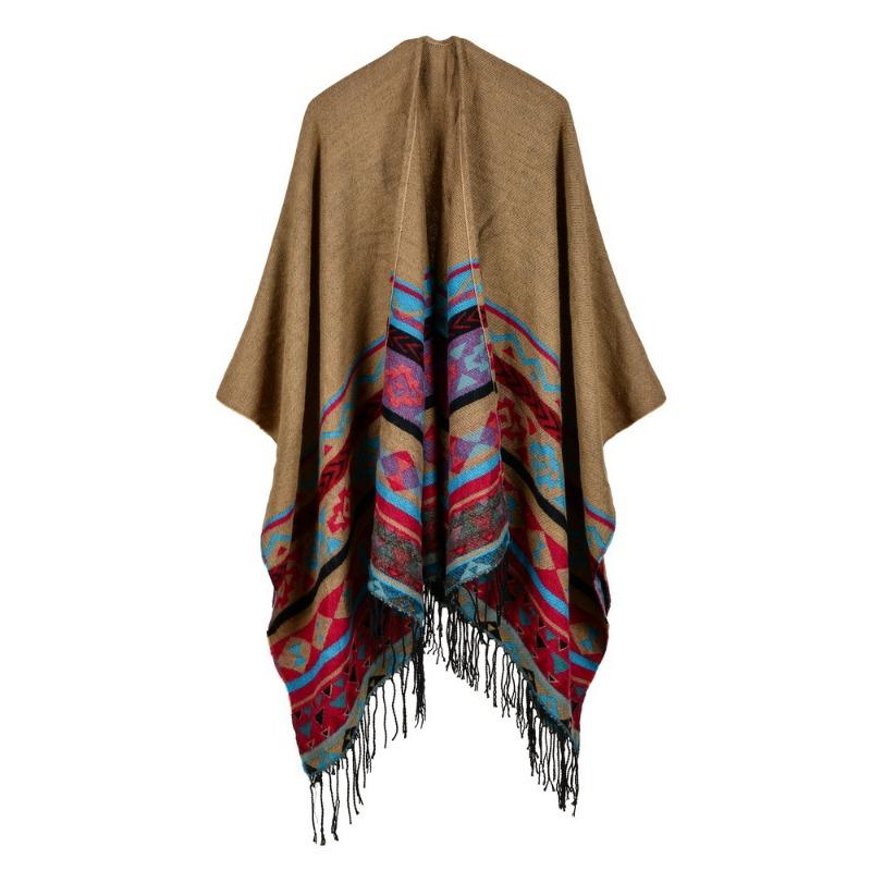 Women's horizontal EBA hot-selling imitation cashmere shawl front and back sides available extended cape