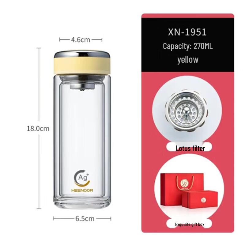 HEENOOR 270ml Double Wall Glass Tea Infuser Bottle